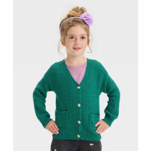 Cat and Jack Toddler Girls Button Front Cardigan with Pockets NWT Size 4T Teal